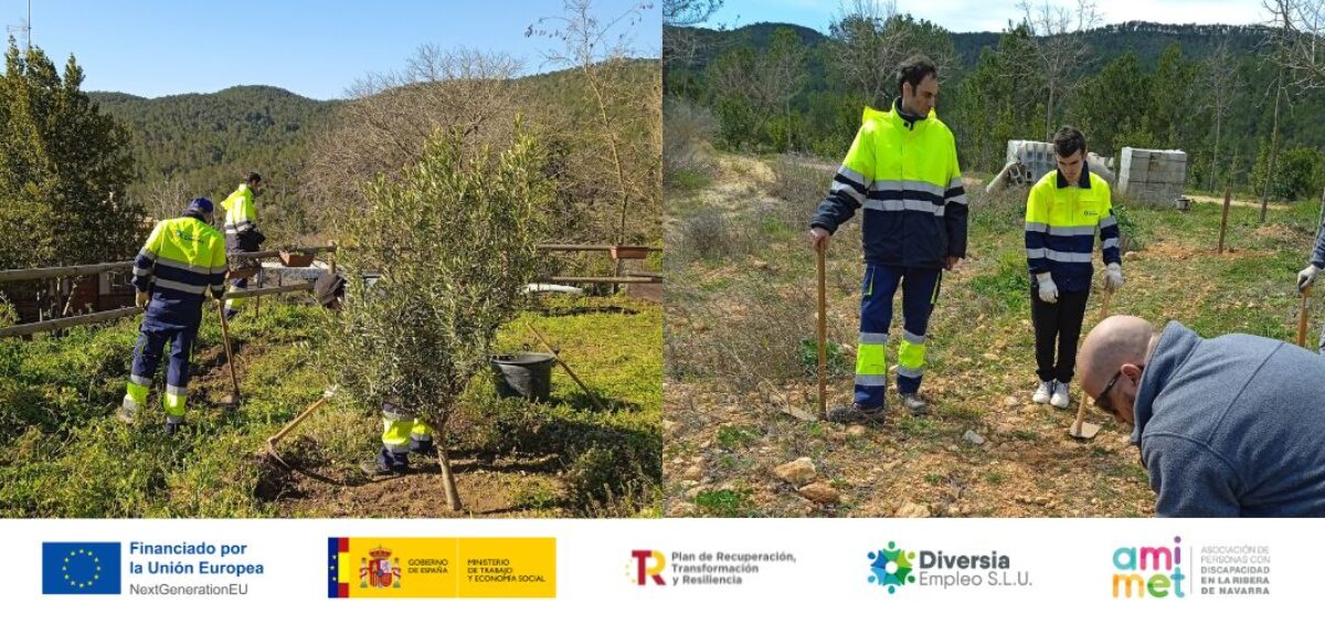 Personas realizando actividades agrícolas en la formación del Perte en Campus Diversia
